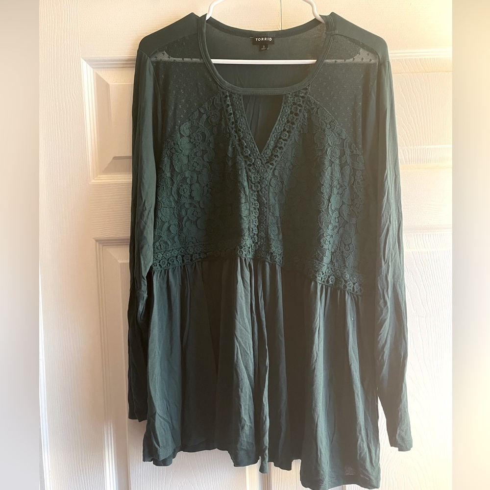 Torrid Green Lace Top